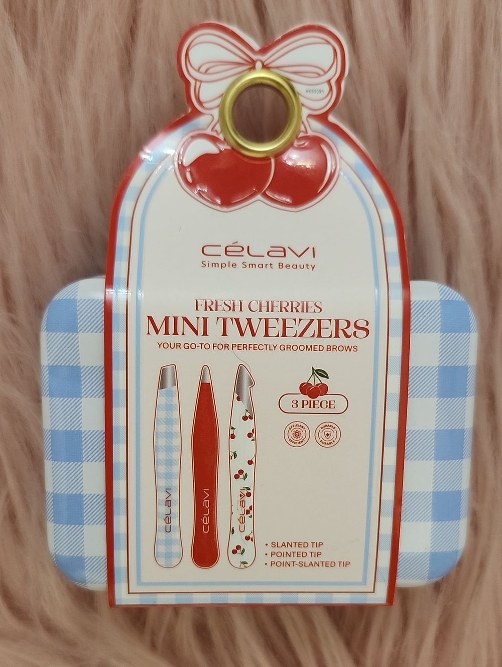 Brand New CELAVI 3PC FRESH CHERRIES MINI TWEEZER W/TRAVEL CASE